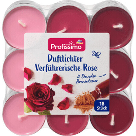 Bougies parfumées Profissimo Rose, 18 pcs.
