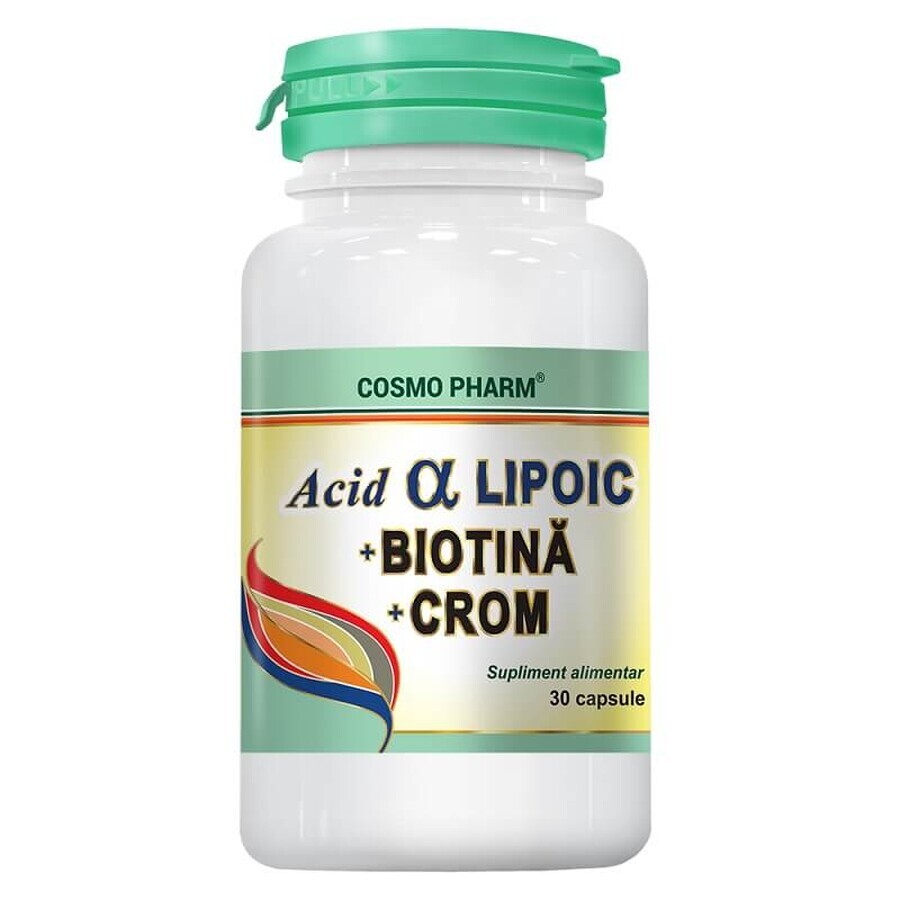 Acide alpha-lipoïque avec biotine et chrome, 30 gélules, Cosmopharm
