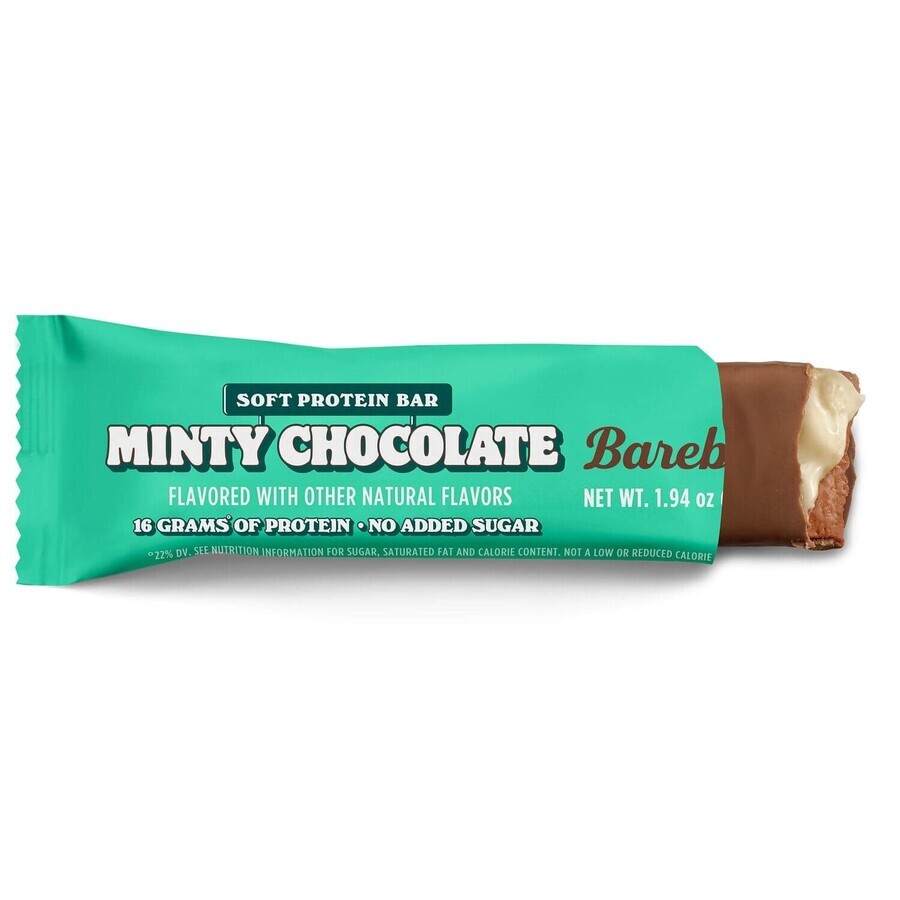 Barebells Soft Protein Bar Minty Chocolate, Barre protéinée aromatisée au chocolat à la menthe, 55 g, GNC