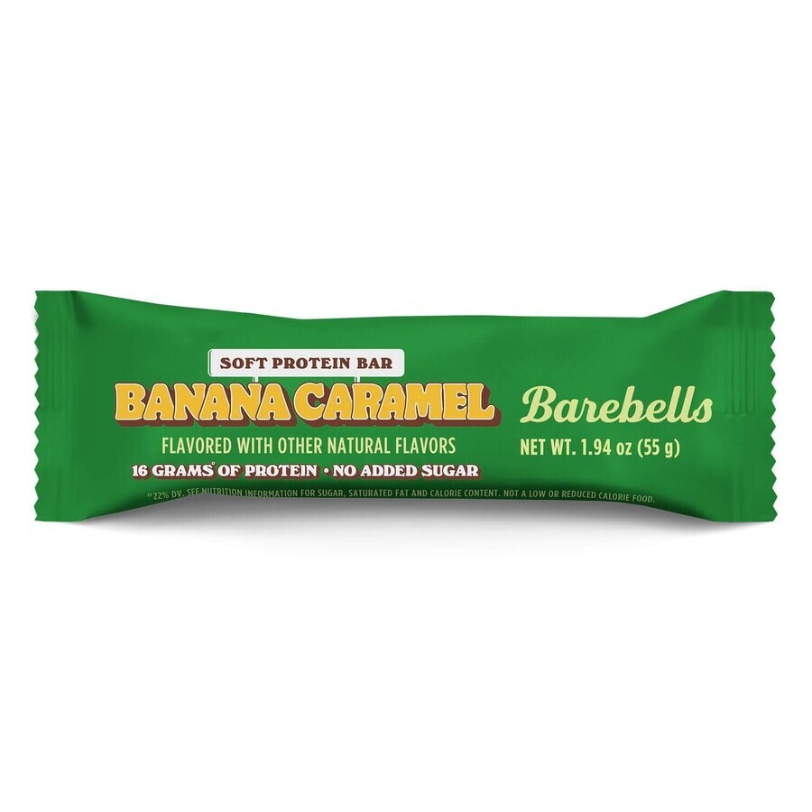 Barebells Soft Protein Bar Banana Caramel, Barre protéinée aromatisée au caramel et à la banane, 55 g, GNC