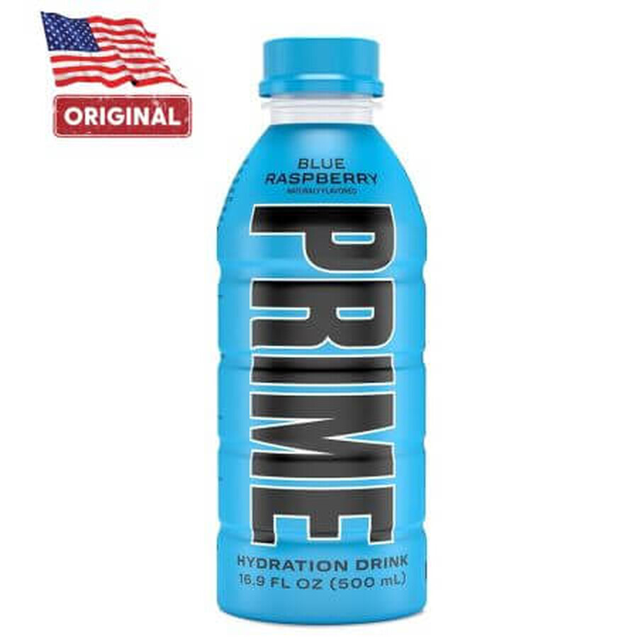 Prime Rehydration Drink avec Blue Raspberry Hydration Drink USA, 500 ml, GNC