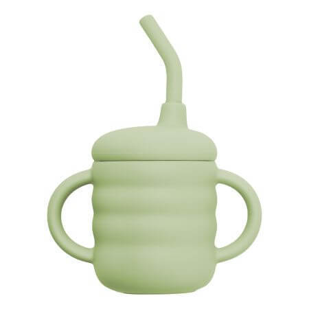 Tazza con cannuccia in silicone, 6 mesi+, Raw Green, Appekids