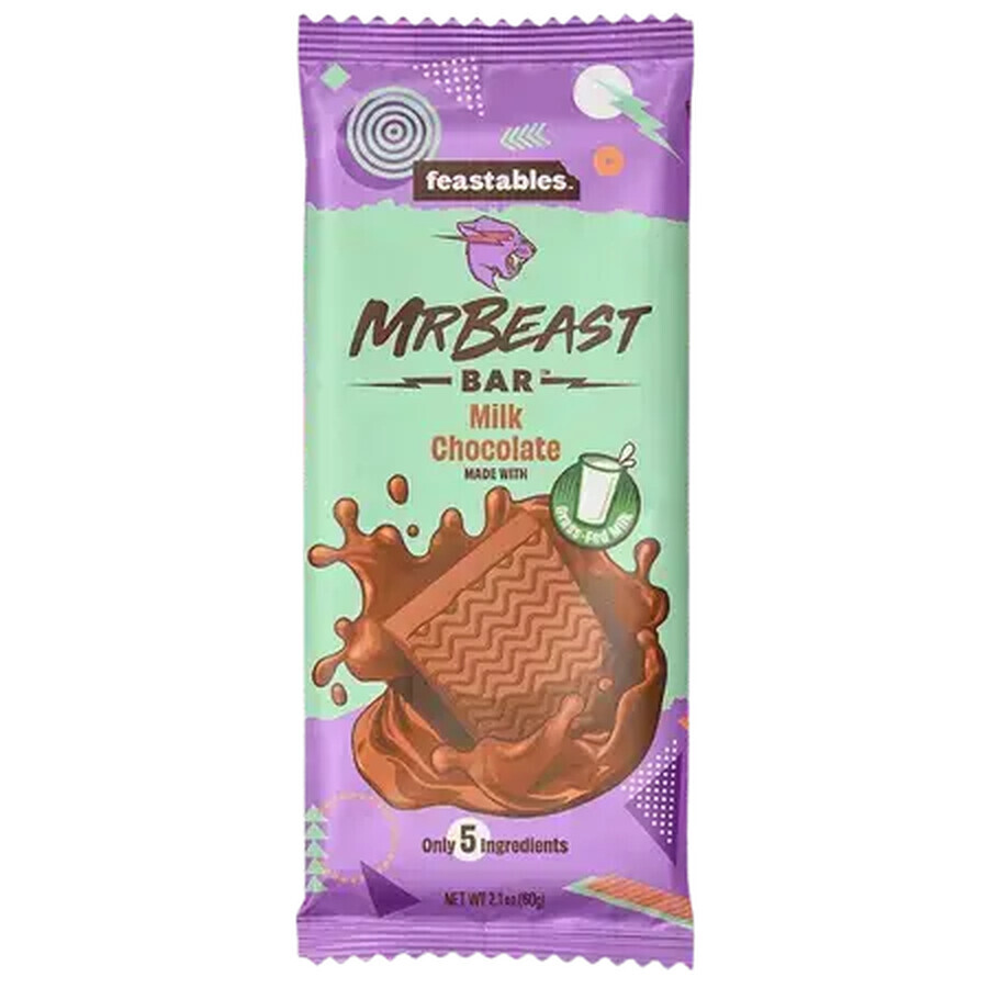 Ciocolata cu lapte Milk Chocolate, 60 g, Mr Beast Feastables