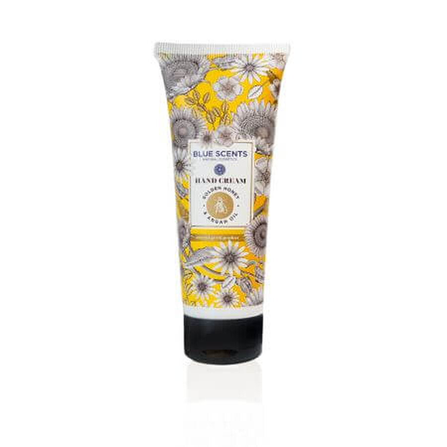 Crema mani al miele dorato e olio di Argan, 75 ml, Profumi blu