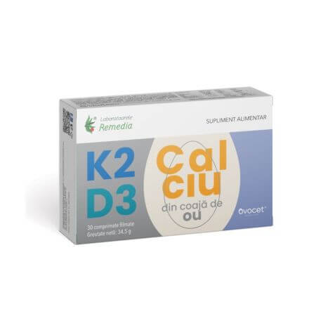 K2+ D3+ Calcium, 30 comprimés, Remedia
