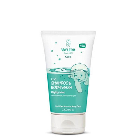 Gel douche et shampooing 2-en-1 à la menthe pour enfants, 150 ml, Weleda