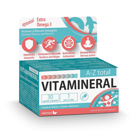 Vitamine A-Z Complexe Vitaminique Total, 30 gélules, Dietmed