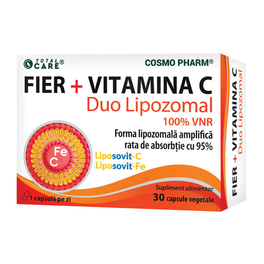 Fer + Vitamine C Duo Lipozomal, 30 gélules, Cosmopharm