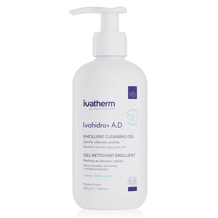 Ivatherm Ivahidra+ A.D. Gel lavant apaisant et émollient à effet apaisant, 250 ml