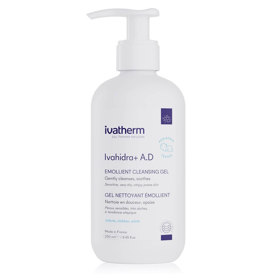 Ivatherm Ivahidra+ A.D. Gel lavant apaisant et émollient à effet apaisant, 250 ml