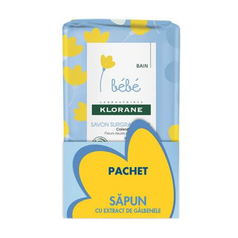 Paquet de savon pour bébé, 250 g + 250 g, Klorane Baby