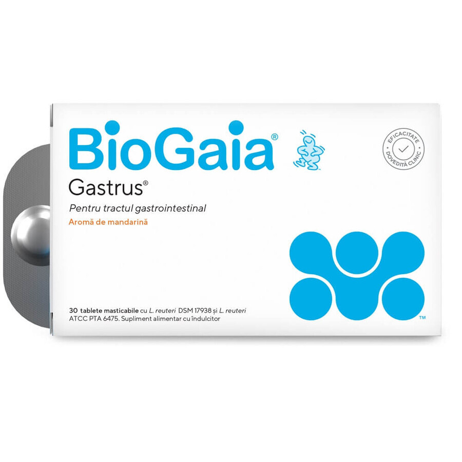 Probiotique BioGaia Gastrus, 30 comprimés à croquer, Ewopharma