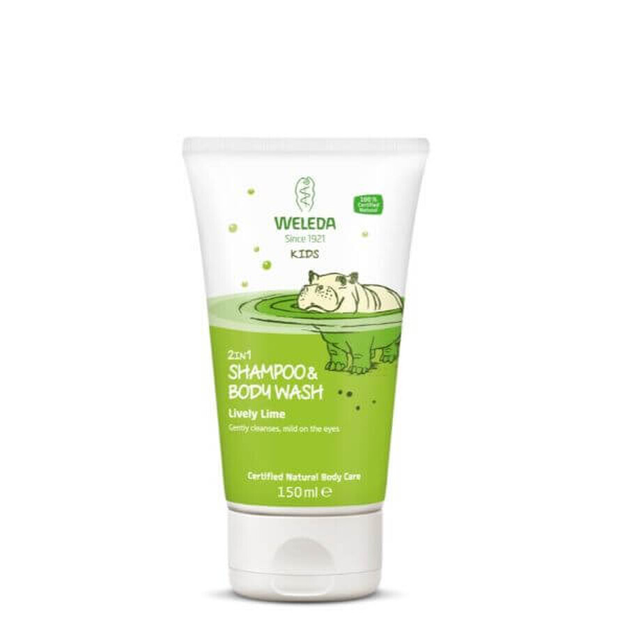 Gel doccia e shampoo al lime 2 in 1 per bambini, 150 ml, Weleda