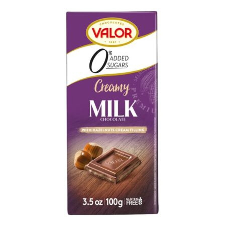 Chocolat au lait avec crème de noisettes, 100 g, Valor