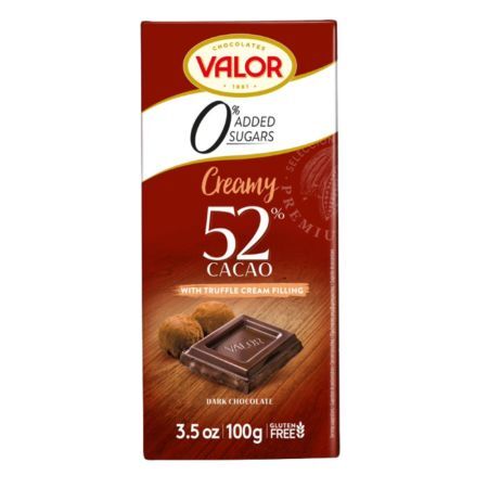 Chocolat noir à la crème de truffe sans sucre, 100 g, Valor