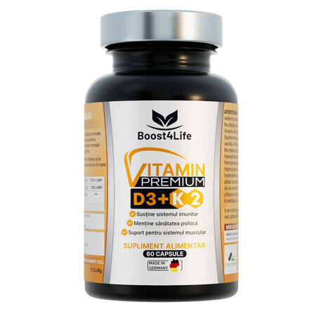 Vitamine D3 + K2 Premium GreenCaps, 60 gélules, Boost4Life