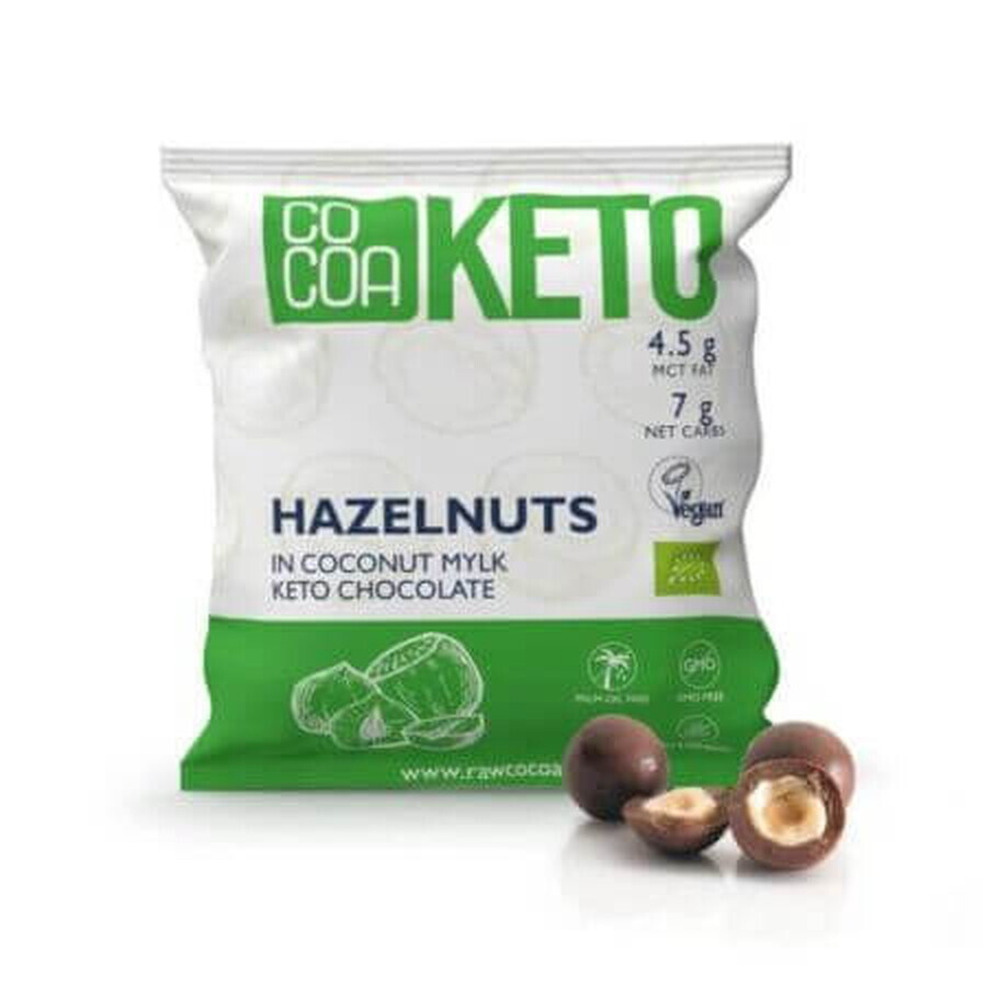 Cacahuètes enrobées de chocolat et de noix de coco Keto Organic, 70 g, cacao