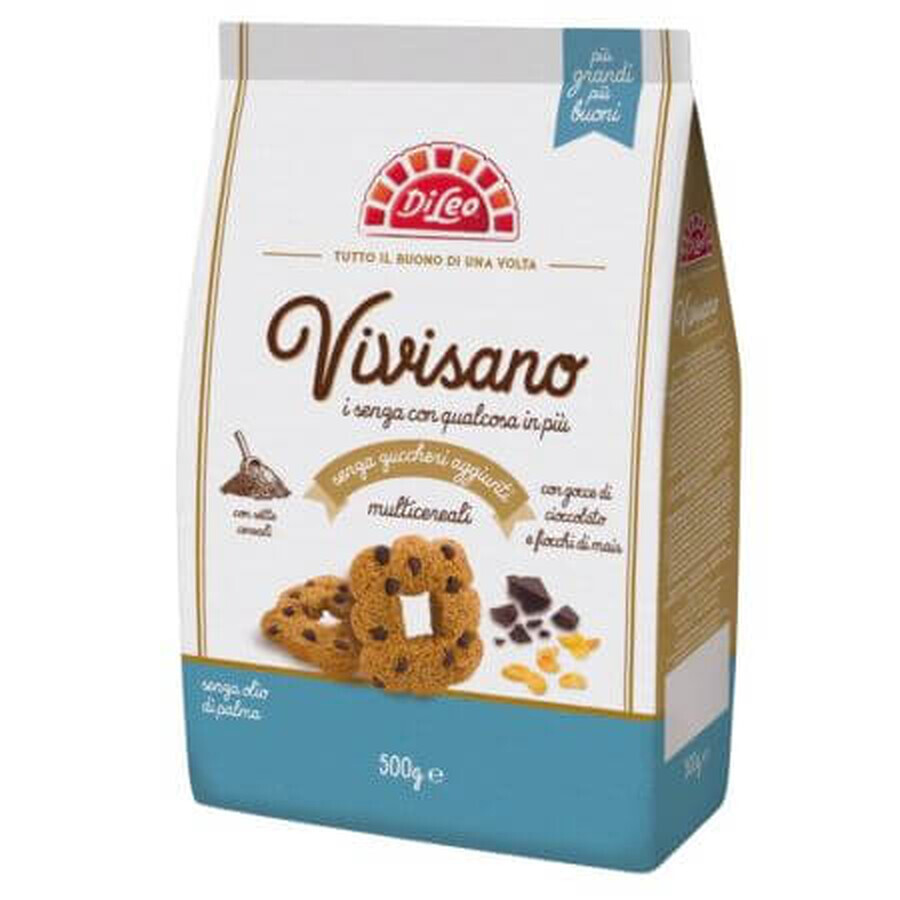 Biscuits multigrains avec pépites de chocolat sans sucre Vivisano, 430 g, Di Leo