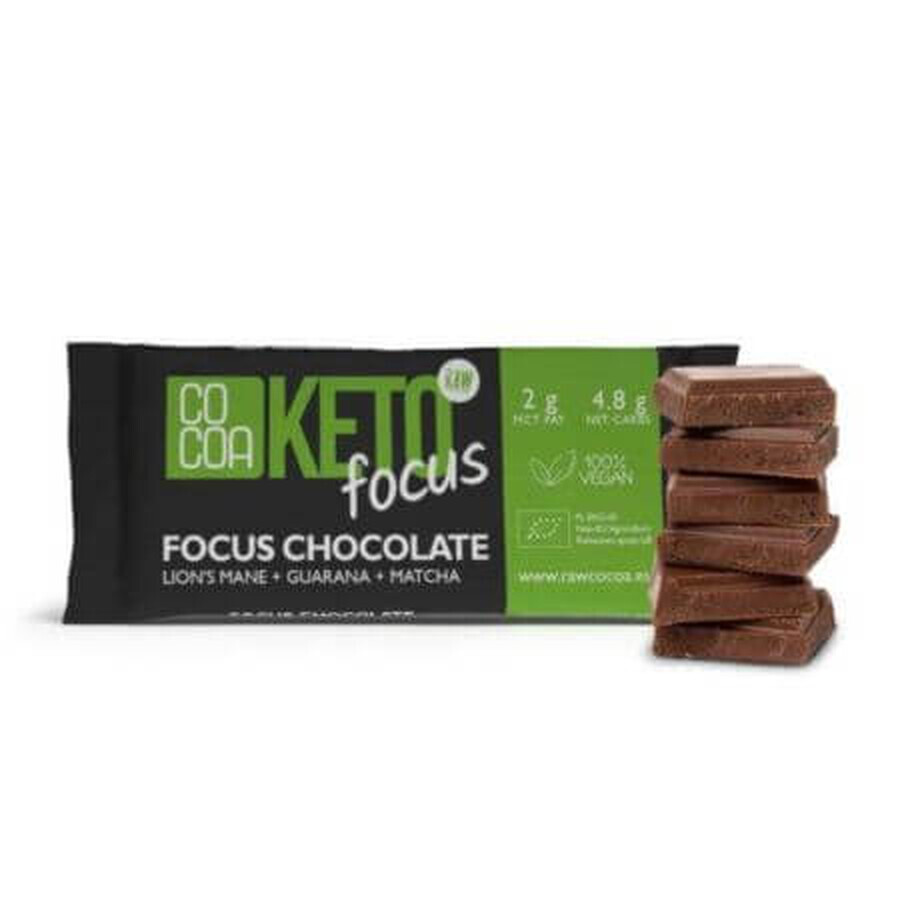 Chocolat biologique au guarana et matcha Focus, Keto, 40 g, Cacao