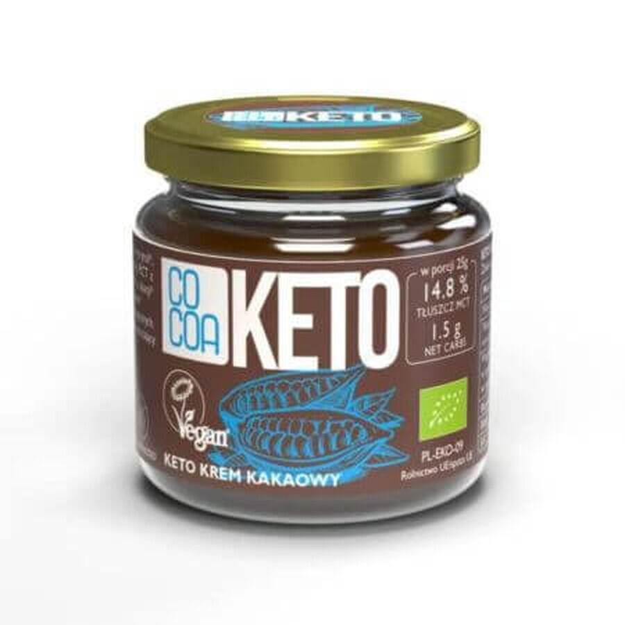 Crème au chocolat biologique avec huile de coco MCT Keto, 200 g, Cacao