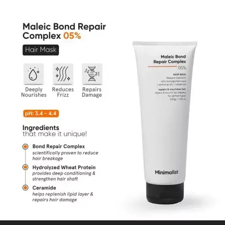 Masque de réparation capillaire Maleic Bond Repair Complex 0,5%, 200 ml, Minimalist