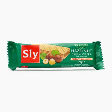 Gaufres à la crème de noisettes, sans sucre, 20 g, Sly Nutrition