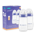 NaturalWave® Medium Flow Flasche mit Sauger, +3 Monate, 2 X 240 ml, Lansinoh