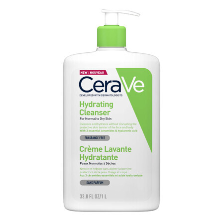 Nettoyant hydratant pour les peaux normales et sèches, 1000 ml, CeraVe