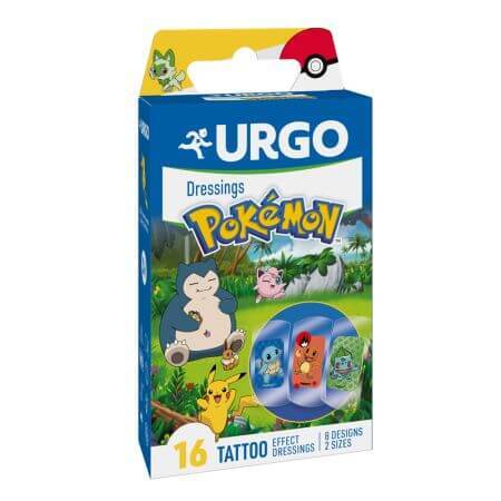 Toppe per bambini Pokemon Tattoo, 16 pezzi, Urgo