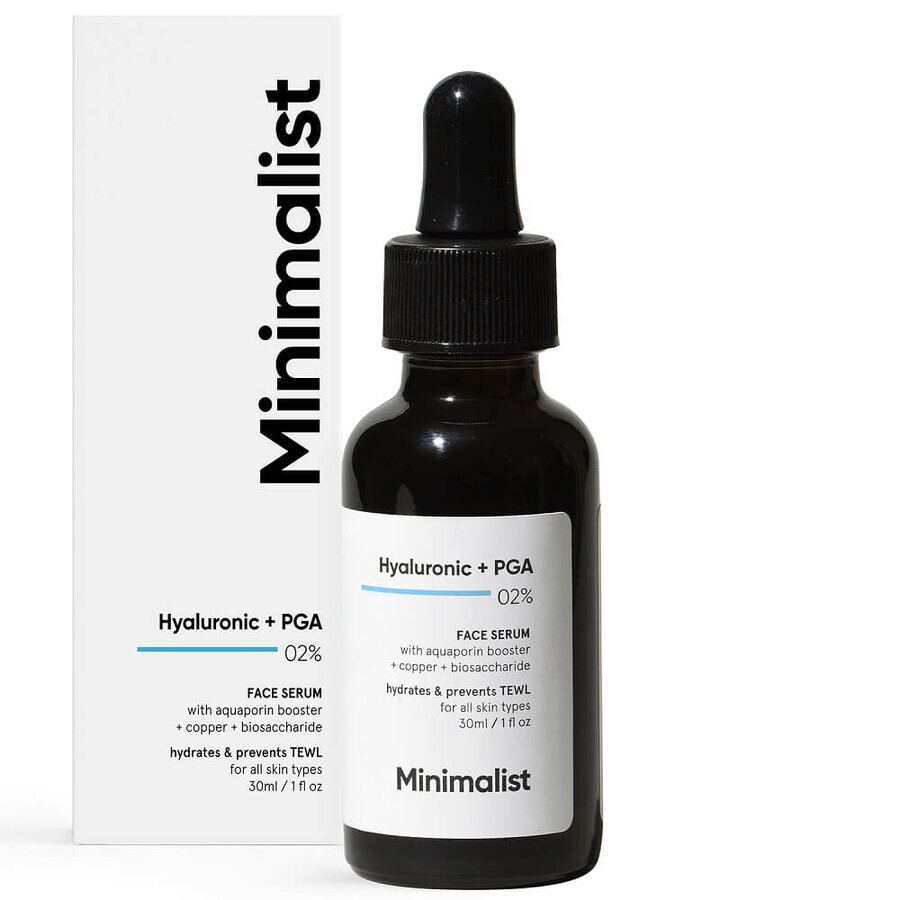 Ser hidratant cu 2% acid hialuronic si poliglutamatic, 30 ml, Minimalist