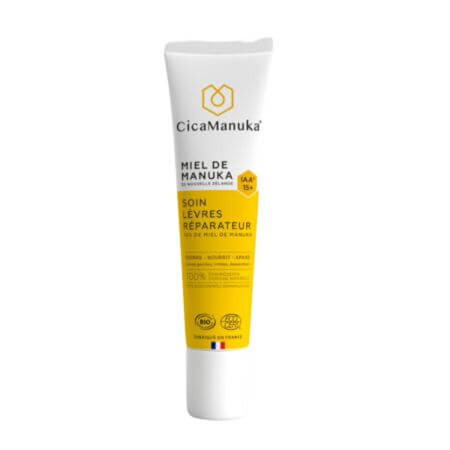 Baume à lèvres avec 10% de miel de Manuka IAA15+, bio, 15 ml, CicaManuka