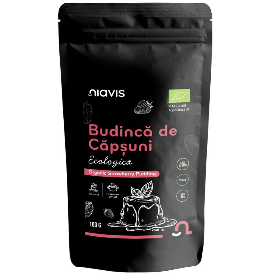 Pudding aux fraises bio sans gluten, 100 g, Niavis