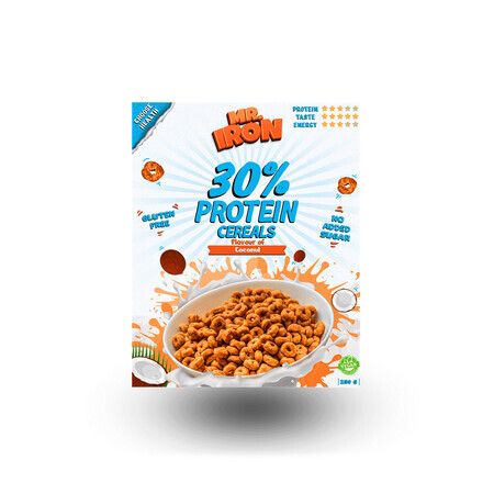 Céréales protéinées à la noix de coco, végétaliennes, sans sucre et sans gluten, 250 g, Mister Iron