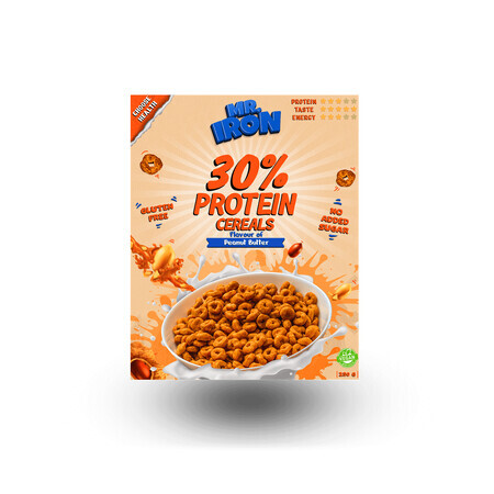 Protein-Cerealien mit Erdnussbutter, vegan, zuckerfrei und glutenfrei, 250 g, Mister Iron
