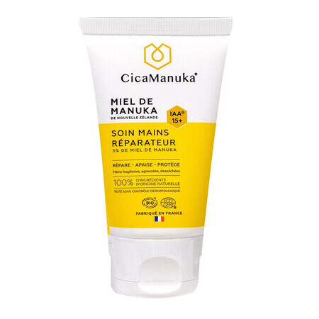 Crème réparatrice pour les mains avec 5% de miel de Manuka IAA15+, bio, 50 ml, CicaManuka