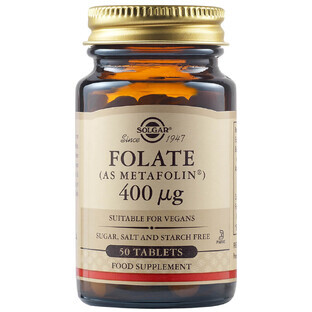 Folic Acid Folate 400 ug, 50 tablet, Solgar