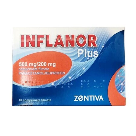 Inflanor Plus, 500 mg/200 mg, 10 comprimés pelliculés, Zentiva