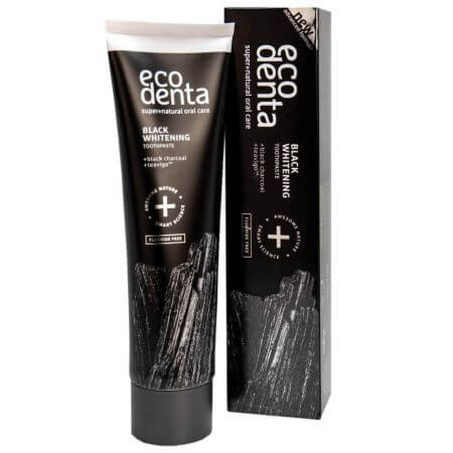 Pachet Pasta de dinti cu carbune si Teavigo Black Whitening, 75 ml + 75 ml, Ecodenta