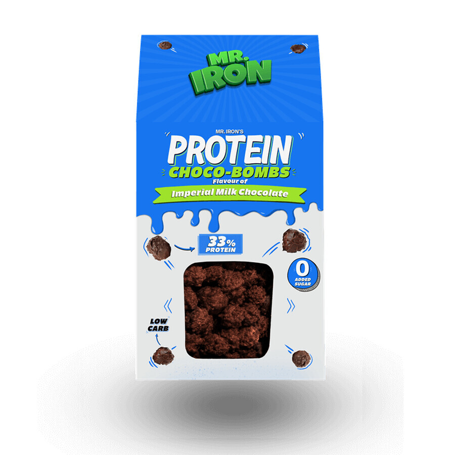 Pralines protéinées au chocolat au lait, sans sucre et sans gluten ChocoBombs, 100 g, Mister Iron