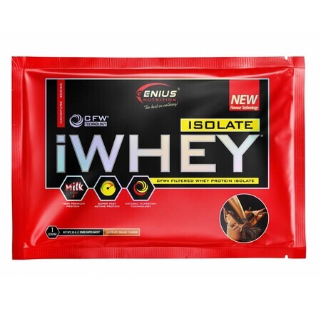iWhey isolate protéine en poudre aromatisée au chocolat, 33 g, Genius Nutrition