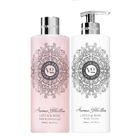 Lotus &amp; Rose Gel douche et lotion corporelle, Aroma Selection, 2 x 500 ml, Vivian Gray