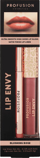 Lip Envy Blushing Rose Lip Envy Set, gloss et crayon &#224; l&#232;vres ultra doux et brillant avec un fini satin&#233;, Profusion Cosmetics, 3,5 ml + 0,3 g