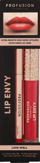 Lip Envy Love Spell Lip Envy Set, gloss et crayon &#224; l&#232;vres ultra doux et brillant avec un fini satin&#233;, Profusion Cosmetics, 3,5 ml + 0,3 g