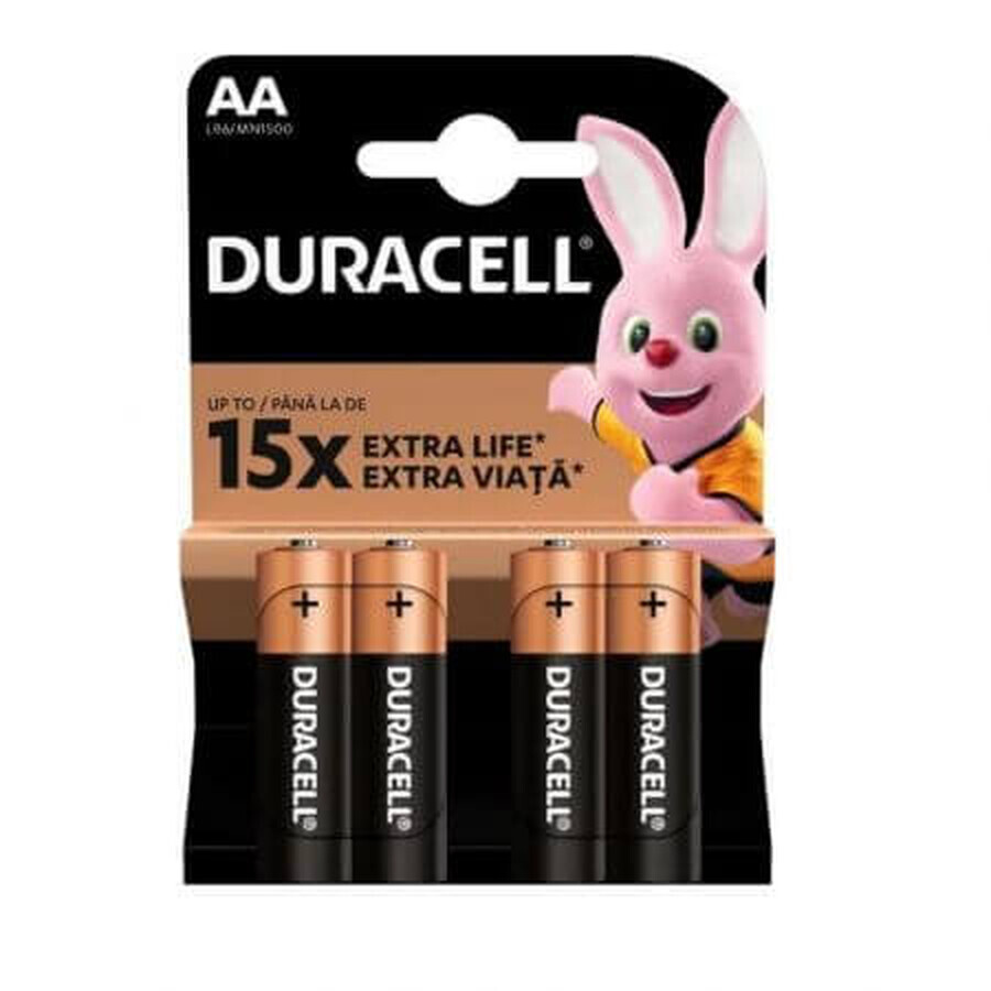 Batterie AA 15X Extra Life, 4 pezzi, Duracell