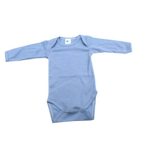 Body in cotone a maniche lunghe a costine, 12-18 mesi, Blu, Baltic Bebe