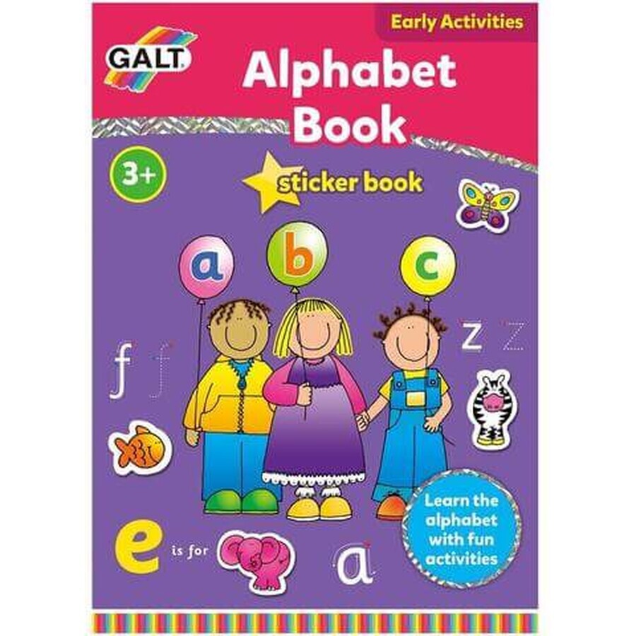 Cahier d'activités avec activités et autocollants, Alphabet, +3 ans, Galt