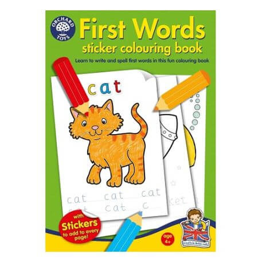 Livre de coloriage avec activités en anglais, Apprendre les mots, Orchard Toys