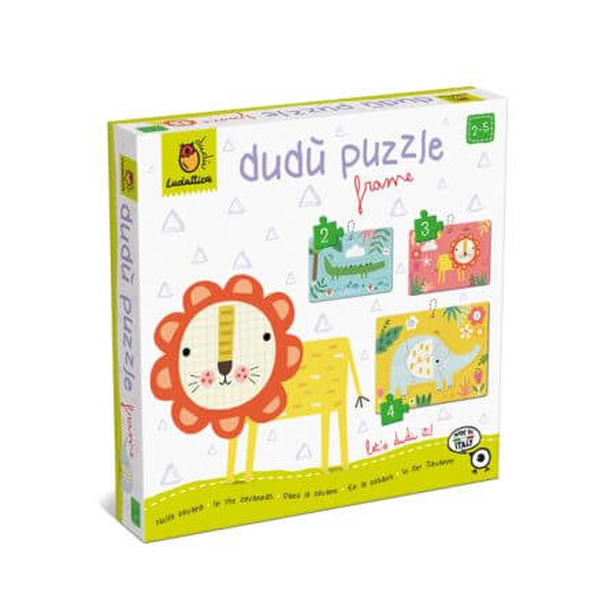 Dudu Puzzle in rama, animalele din savana, +2 ani, Ludattica