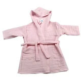 Pink double layer muslin hooded bathrobe, 1-2 years, Baltic Bebe
