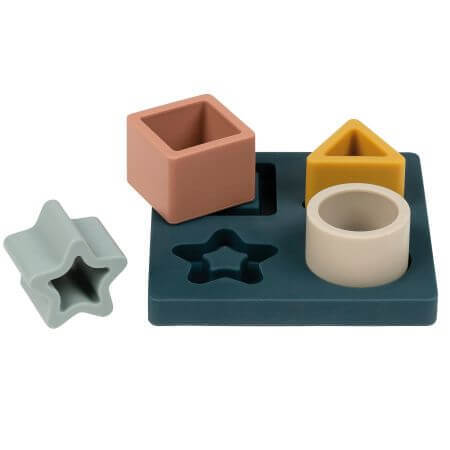 Puzzlespiel mit geometrischen Formen in Silikon, Grün, Nattou